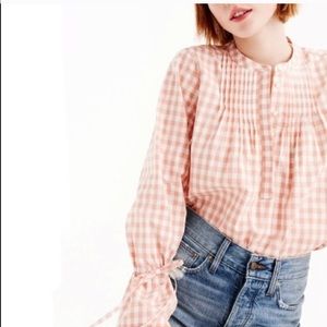 J. Crew White and Tan Peasant Blouse, Small